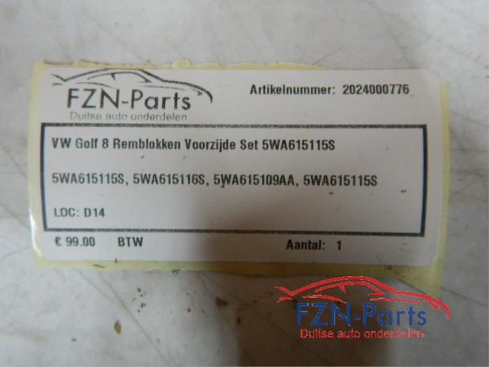 VW Golf 8 Remblokken Voorzijde Set
