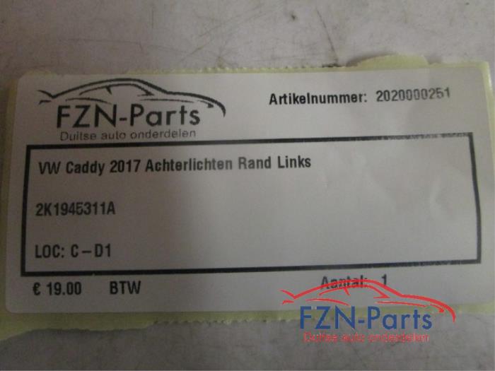 VW Caddy 2017 Achterlichten Rand Links
