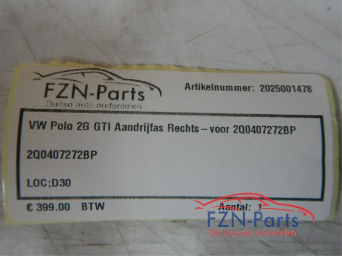 VW Polo 2G GTI Aandrijfas rechts-voor