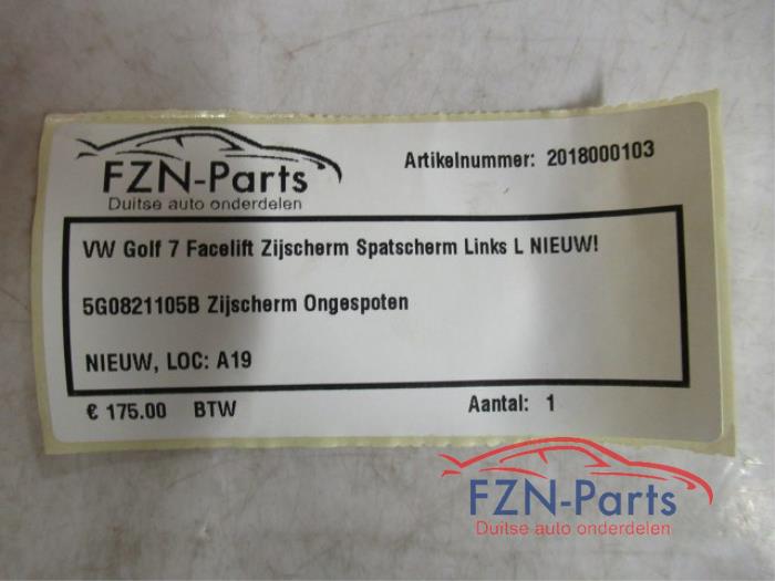 VW Golf 7 Facelift Zijscherm Spatscherm Links L NIEUW!