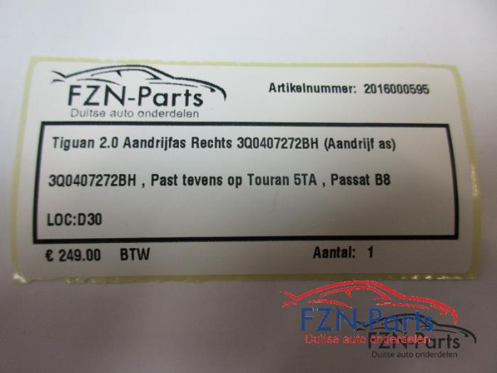 Aandrijfas rechts-voor Volkswagen Touran (22725884)