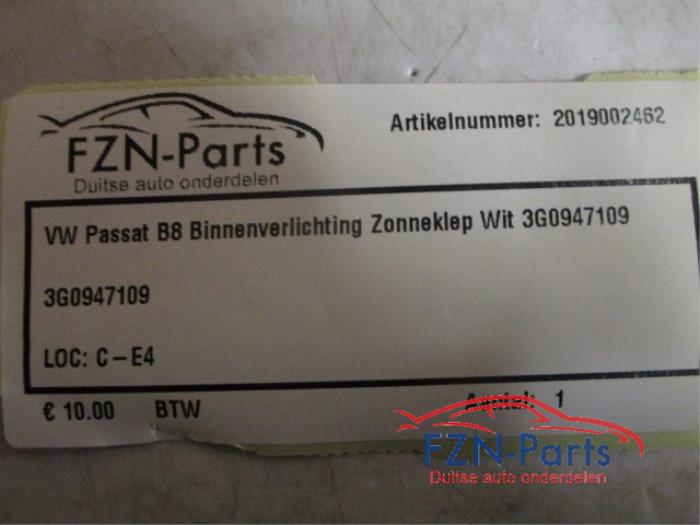 VW Passat B8 Binnenverlichting Zonneklep Wit