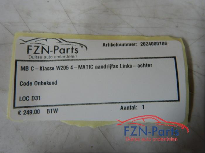 Mercedes-Benz C-Klasse W205 4-Matic Aandrijfas Links-Achter
