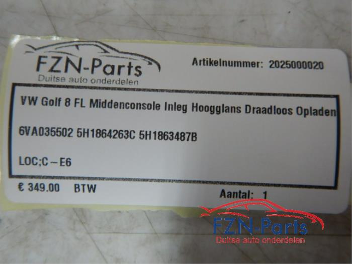 VW Golf 8 Facelift Middenconsole Inleg Hoogglans Draadloos Opladen