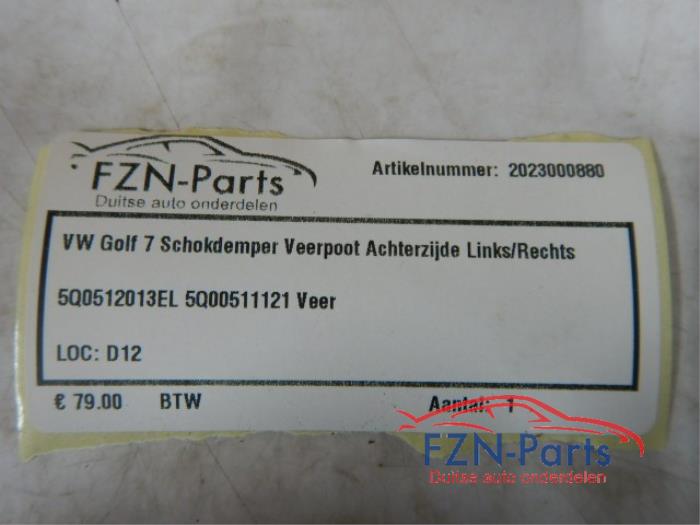 VW Golf 7 Schokdemper Veerpoot Achterzijde Links/Rechts