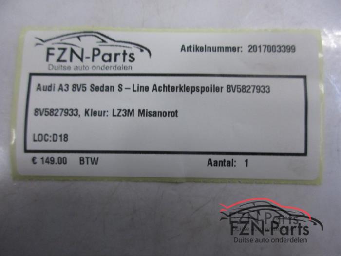 Audi A3 8V5 Sedan spoiler S-Line Achterklepspoiler