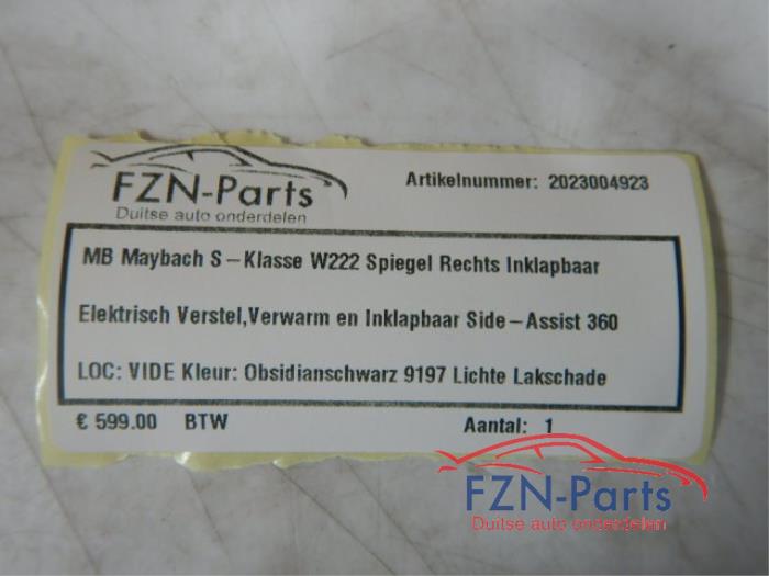 Mercedes-Benz Maybach S-Klasse W222 Spiegel Rechts Inklapbaar