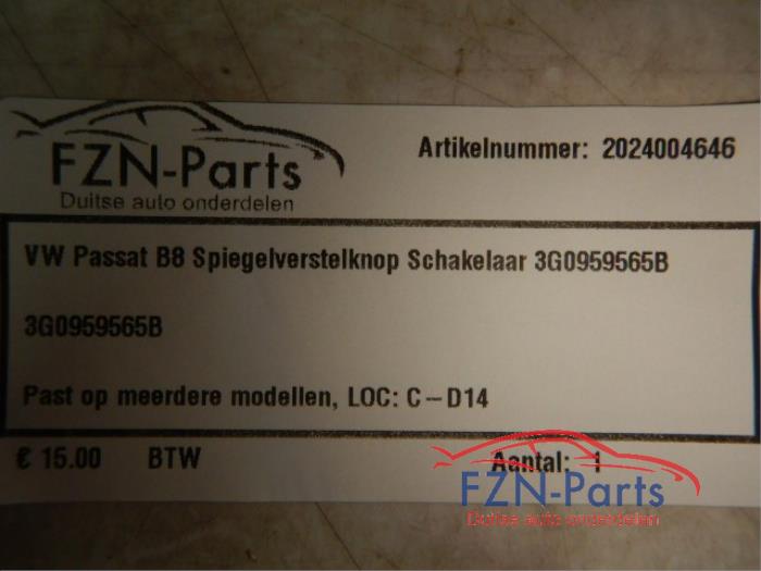 VW Passat B8 Spiegelverstelknop Schakelaar