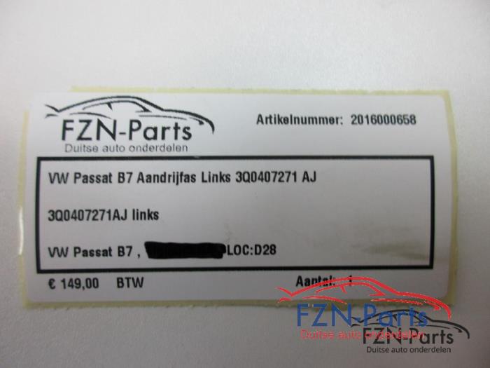 Aandrijfas links-voor Volkswagen Passat (22724644)