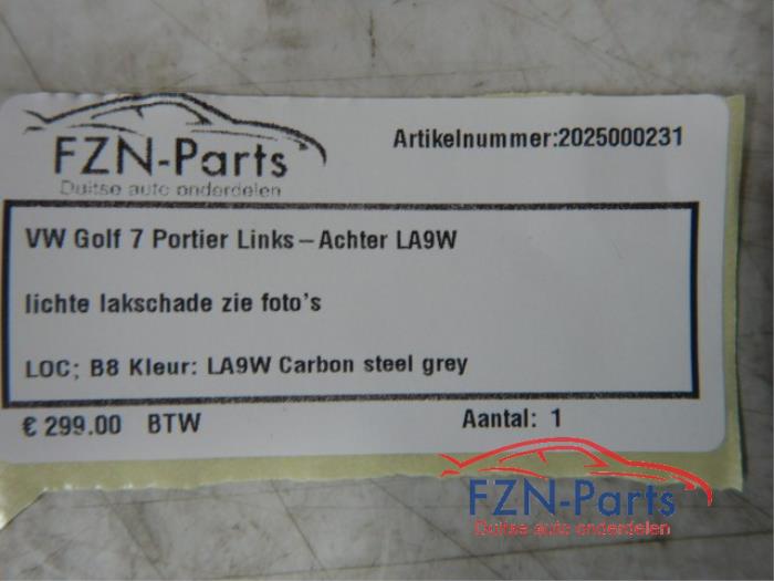 Vw Golf 7 Portier Links - Achter LA9W Lichte Lakschade Zie FotosPortier, Deur, Volkswagen, Golf 1.5 TSI