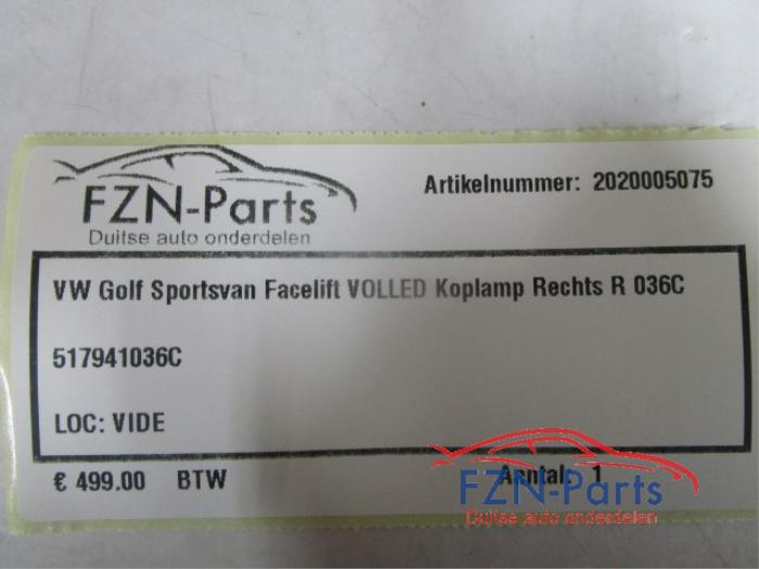 VW Golf Sportsvan Facelift VOLLED Koplamp Rechts R