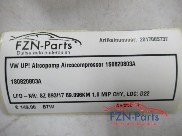VW UP! Aircopomp Aircocompressor