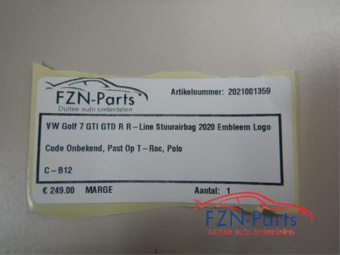 VW Golf 7 GTI GTD R R-Line Stuurairbag 2020 Embleem Logo