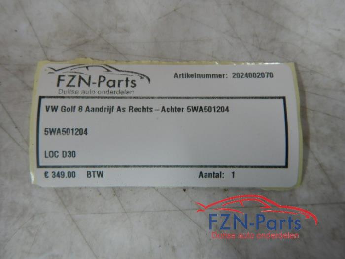 VW Golf 8 Aandrijfas Rechts-Achter