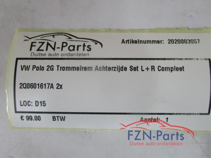 VW Polo 2G Trommelrem Achterzijde Set L+R Compleet