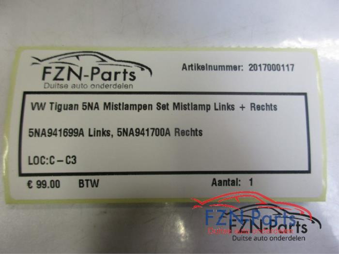 VW Tiguan 5NA Mistlampen Set Mistlamp Links + Rechts