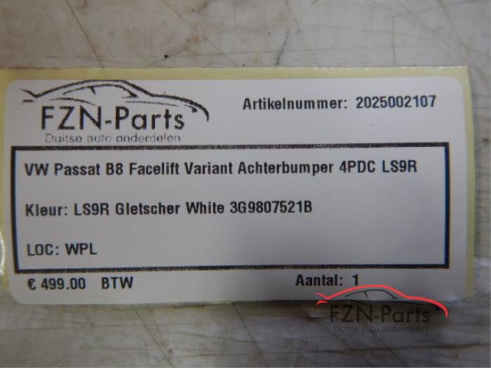 VW Passat B8 Facelift Variant Achterbumper 4PDC LS9R