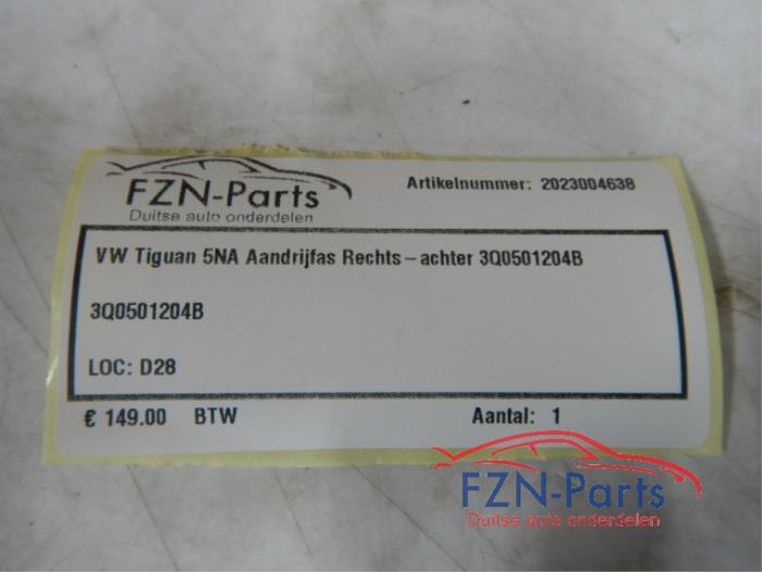 VW Tiguan 5NA Aandrijfas Rechts-Achter