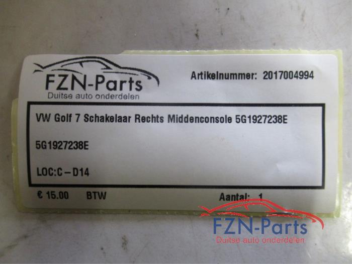 VW Golf 7 Schakelaar Rechts Middenconsole