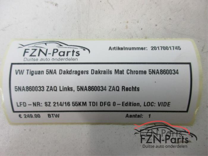 VW Tiguan 5NA Dakdragers Dakrails Mat Chrome