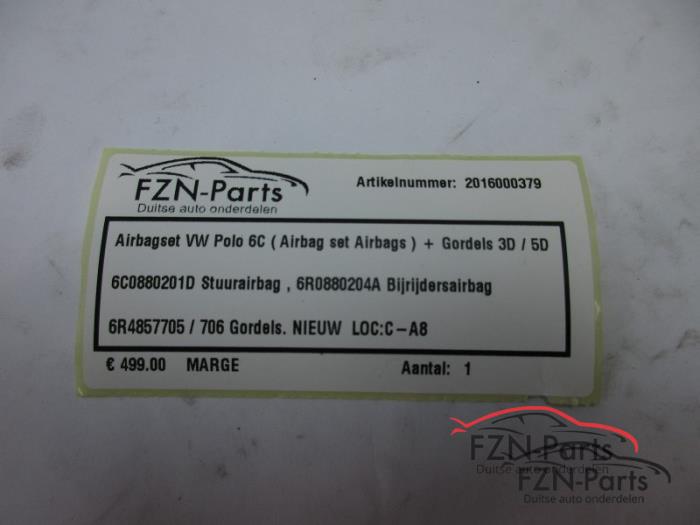 VW Polo 6C Airbagset + Gordels 5-Deurs ( Airbag set Airbags )