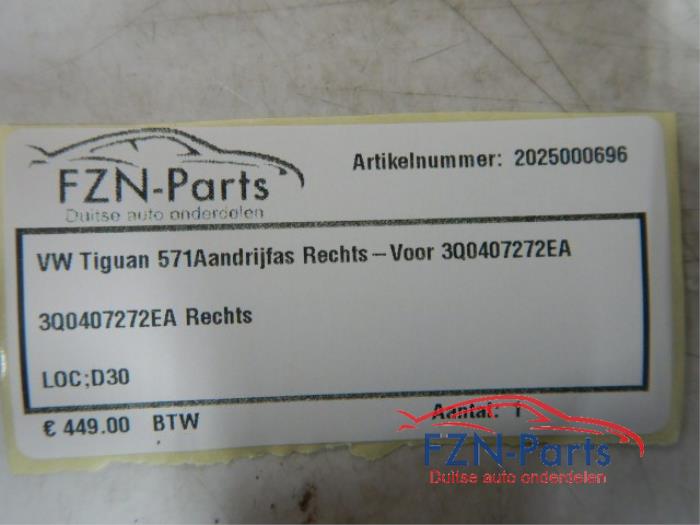 Aandrijfas rechts-voor Volkswagen Tiguan (22725813)