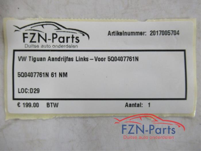 VW Tiguan Aandrijfas Links-Voor