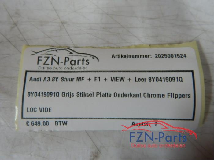 Audi A3 8Y Stuur MF+F1+VIEW Leer Grijs Stiksel