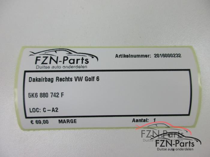 VW Golf 6 Dakairbag Rechts R ( Airbag )