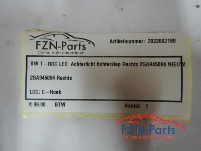 VW T-Roc LED Achterlicht Achterklep Rechts NIEUW