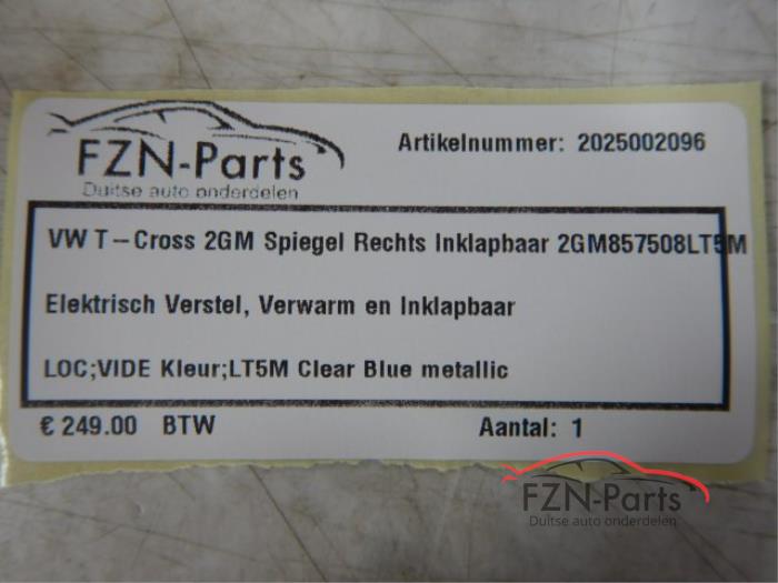 VW T-Cross 2GM (Zij,Buitenspiegel) Spiegel Rechts Inklapbaar