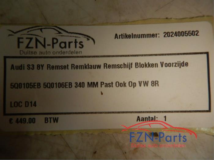 Audi S3 8Y Remset Remklauw Remschijven blokken voorzijde