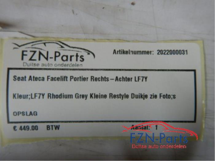 Portier 4Deurs rechts-achter Seat Ateca (22723899)