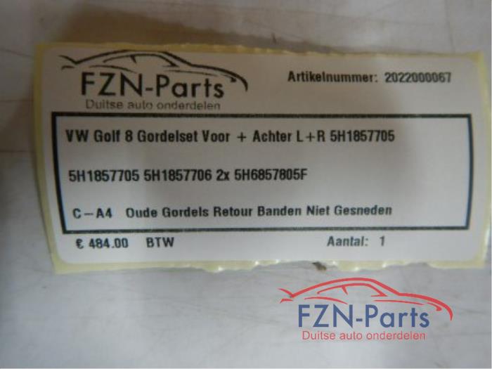 VW Golf 8 gordelset voor+achter L+R