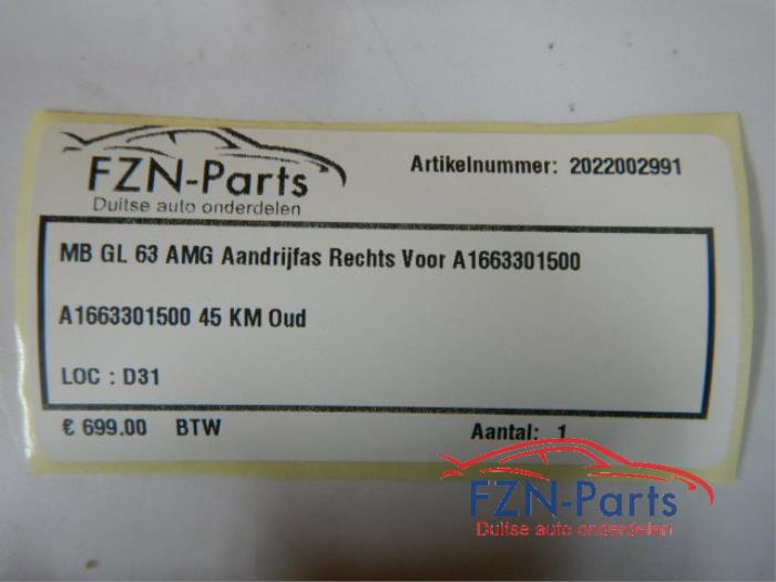 Aandrijfas rechts-voor Mercedes Diversen (22725871)