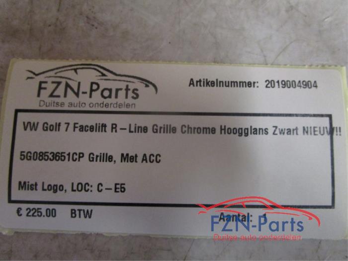 VW Golf 7 Facelift R -Line Grille Chrome Hoogglans Zwart