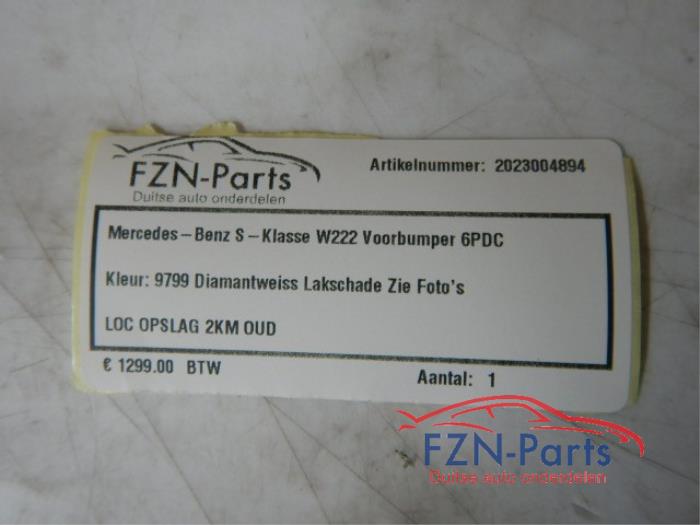 Mercedes-Benz S-Klasse W222 Voorbumper 6PDC Kleur: 9799 Diamantweiss Lakschade Zie fotos