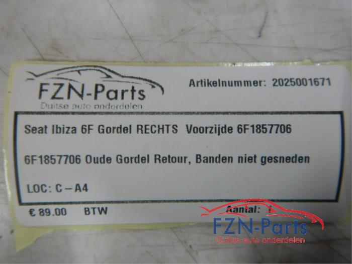 Seat Ibiza 6F Gordel Rechts-voor
