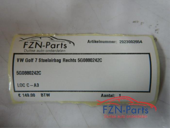 VW Golf 7 Stoelairbag Rechts