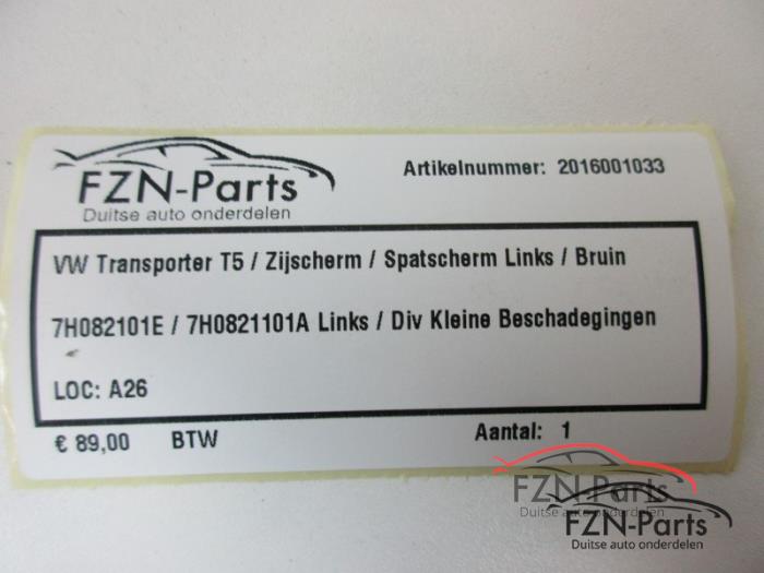 VW Transporter T5 / Zijscherm / Spatscherm Links / Bruin