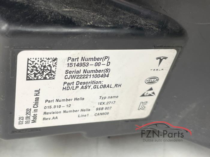 Tesla Model 3 Koplamp Rechts VOLLED compleet