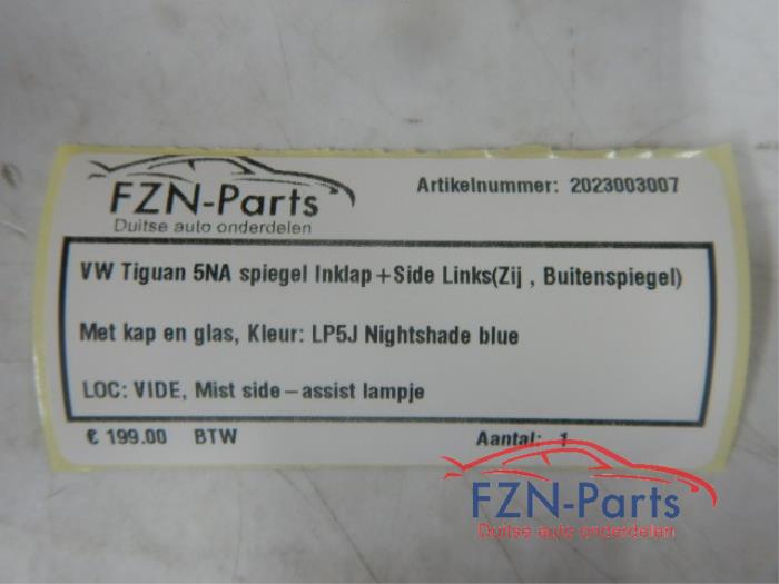 VW Tiguan 5NA Spiegel Links Inklap+Side Blauw