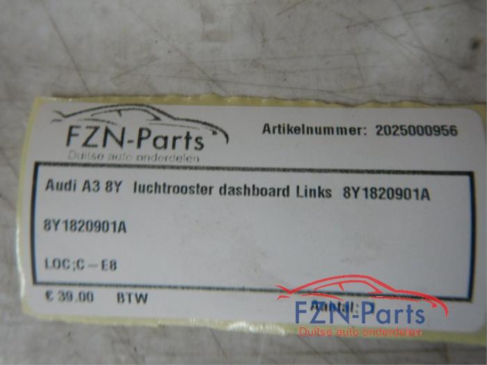 Audi A3 8Y Luchtrooster Dashboard Links