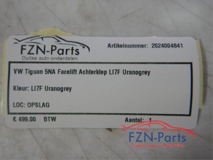 VW Tiguan 5NA Facelift Achterklep LI7F Urano grey