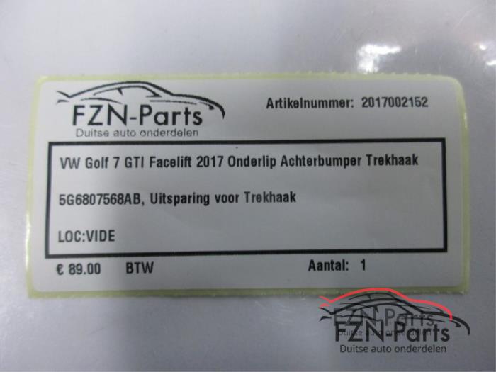 VW Golf 7 GTI Facelift 2017 Onderlip Achterbumper Trekhaak