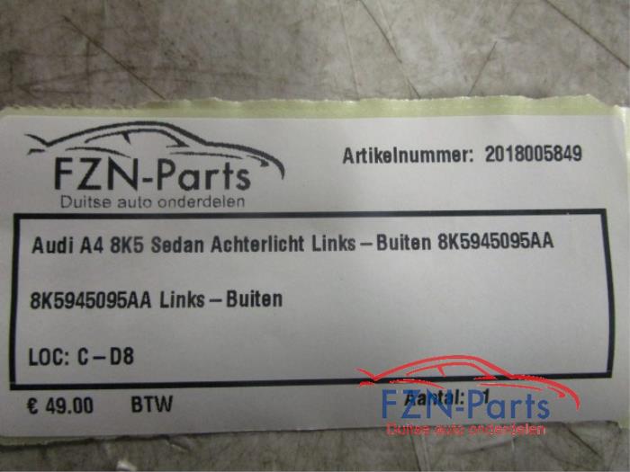 Audi A4 8K5 Sedan Achterlicht Links-Buiten