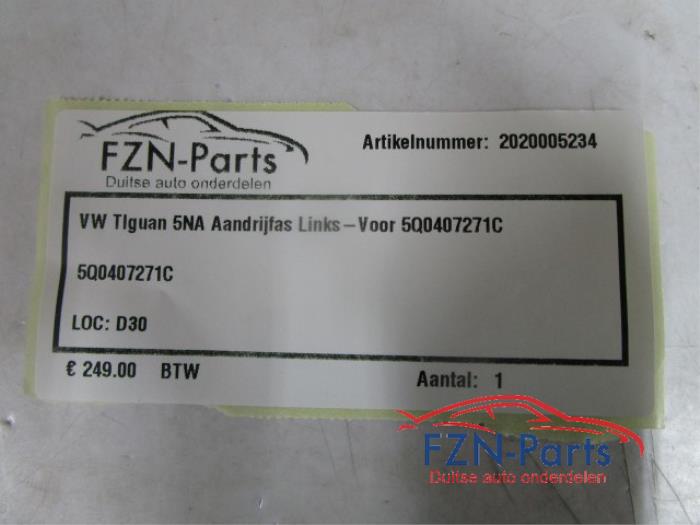 VW Tiguan 5NA Aandrijfas Links-voor