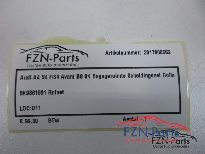 Audi A4 S4 RS4 Avant B8 8K Bagageruimte Scheidingsnet Rollo