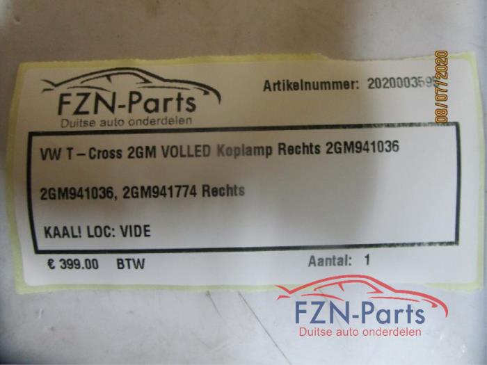 VW T-Cross 2GM VOLLED Koplamp Rechts
