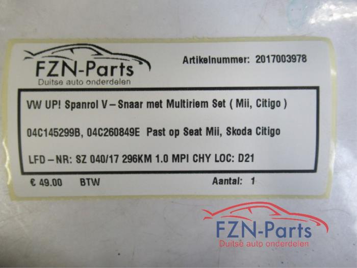 VW UP! Spanrol V-Snaar met Multiruem Set ( Mii, Citigo )